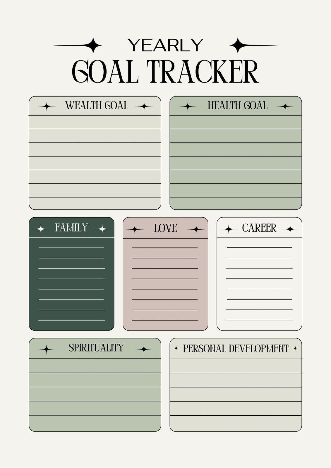 Soft Life Yearly Goal Tracker